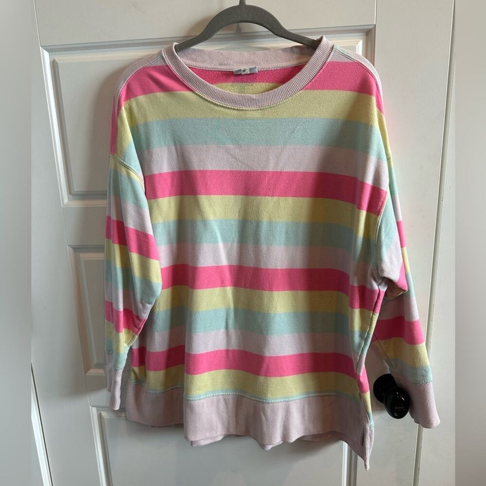 Cabana Crown & Ivy Rainbow Stripe Sweatshirt